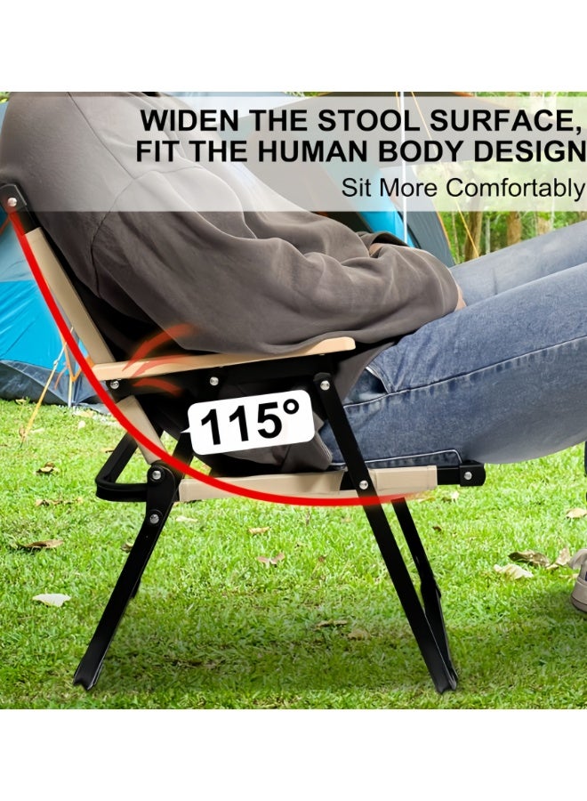 2 PCS Folding Chair for Travels and Camping, Portable Wooden Beach Chair, Folding Outdoor Picnic Beech Wood Armchair for Camping, Travel, and Outdoor Events (YKMZ-011-KHAKI) - Image 5